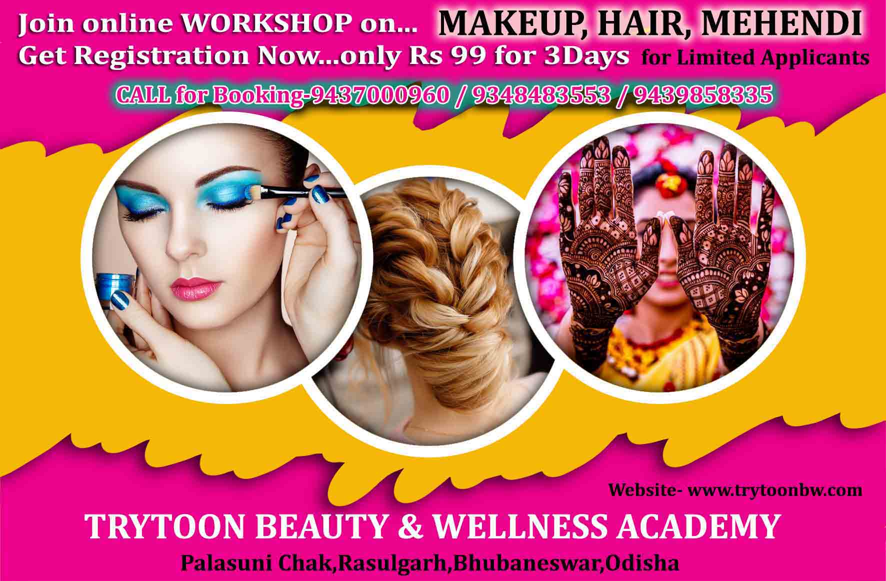 Beauty and Wellness Institute in Bhubaneswar -Trytoon Academy the Premier  beauty and wellness institute for cosmetology,hair care,skin  care,Fitness,Nutrition and mental wellness courses