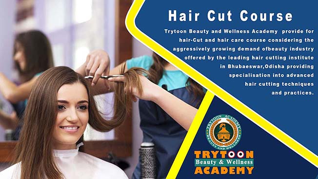 Professional hair cutting training session at Trytoon Beauty and Wellness Academy Bhubaneswar