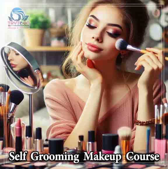 Student learning self grooming makeup techniques in Bhubaneswar