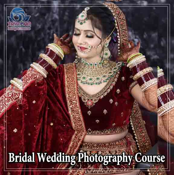 Close-up of bridal makeup on model with elegant hairstyle