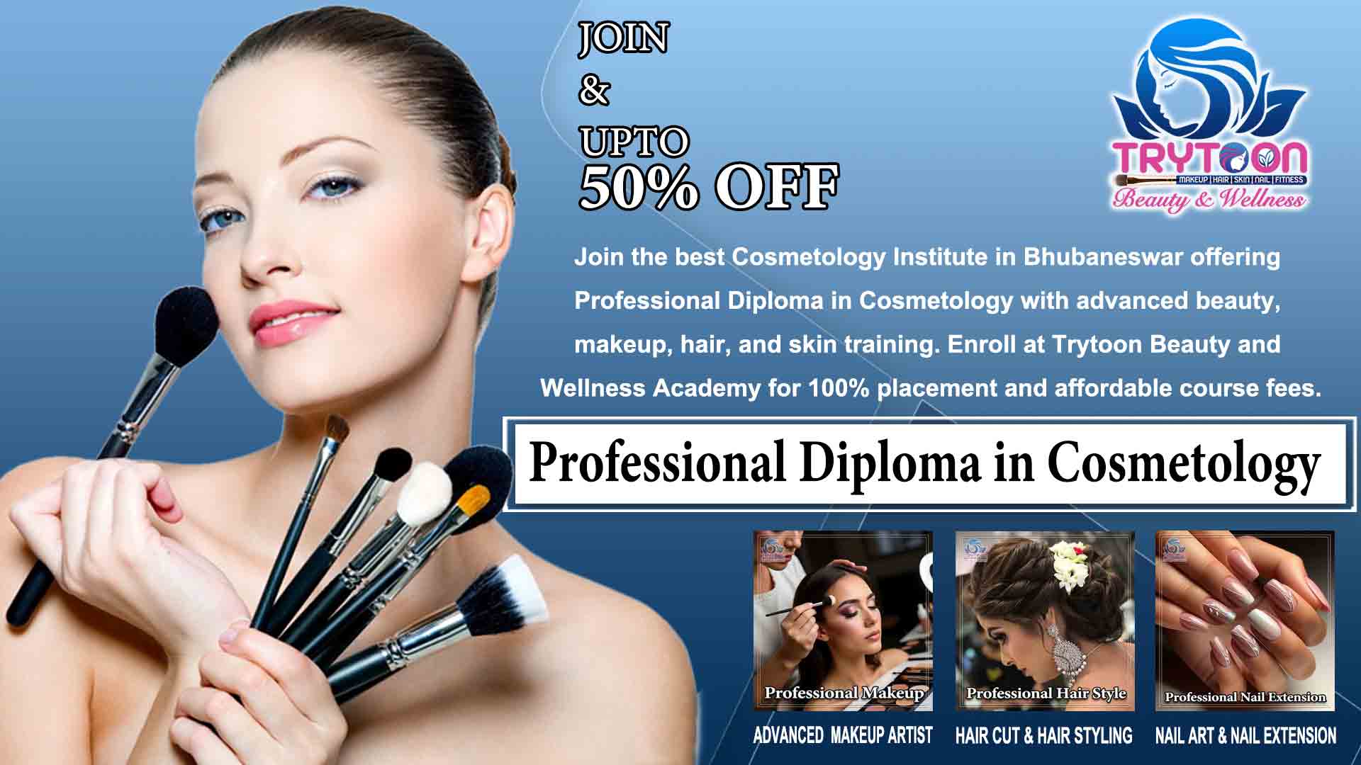 Students learning skincare treatments during Professional Diploma in Cosmetology course at Trytoon Beauty and Wellness Academy.