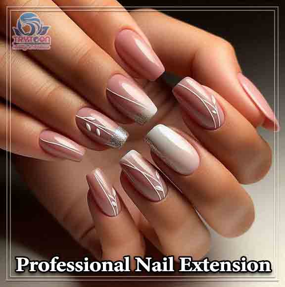 Professional cosmetology student mastering advanced nail art techniques in training session