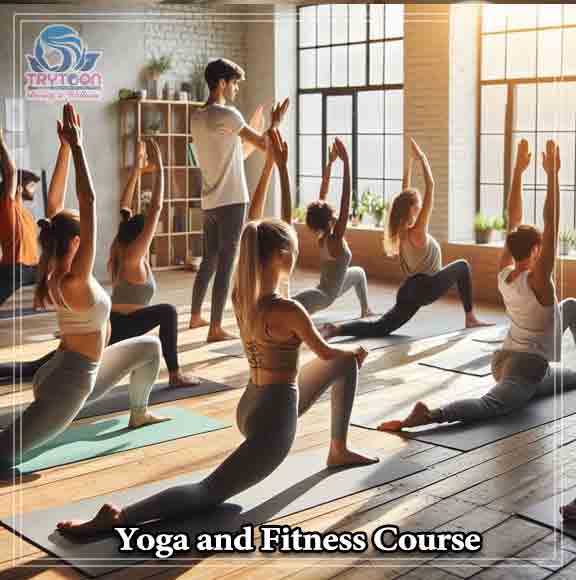 Fitness and yoga equipment set up in modern studio